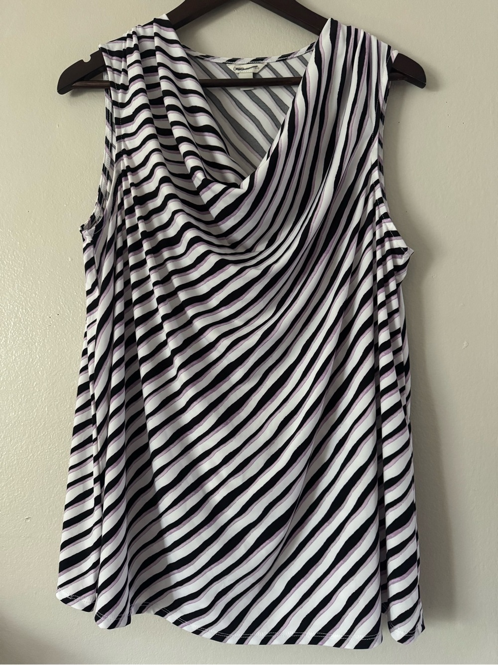 Cato Black, White & Light Purple Striped Sleeveless Top